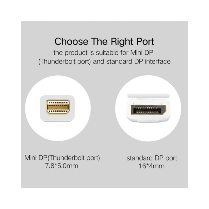 UGREEN MD105 Redukční kabel Mini DisplayPort na DisplayPort, délka 1,5m, černý