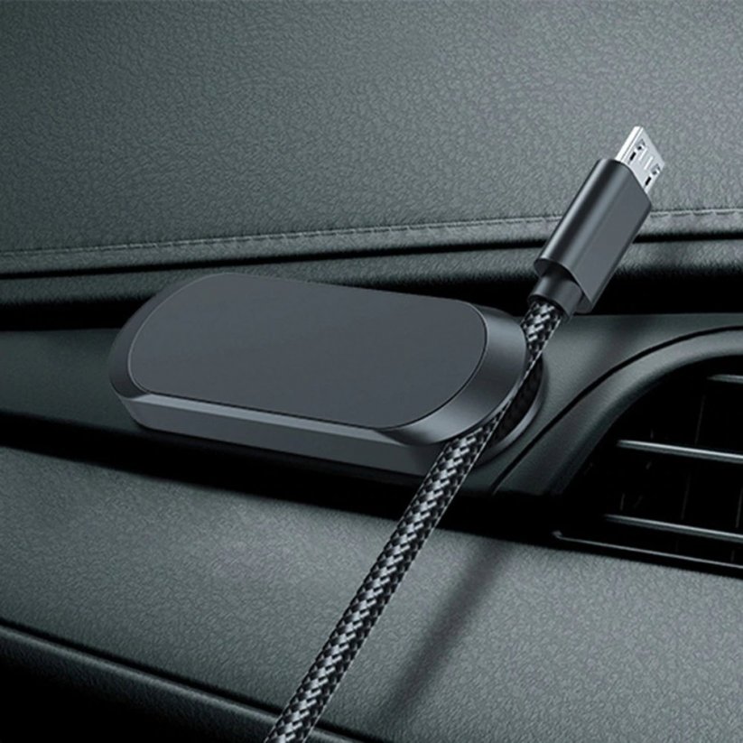 AG PREMIUM S6 Magnetický samolepící držák s drážkami na kabel pro mobilní telefon, černý