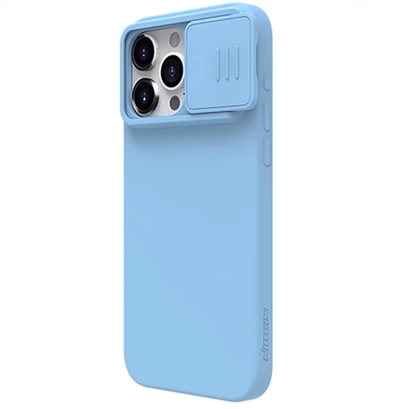 NILLKIN CamShield Silky Ultra odolný kryt s krytkou kamery pro iPhone 15 Pro Max, modrý