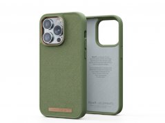 NJORD Comfort+ Suede Odolný kryt se semišovými zády pro iPhone 14 Pro, zelený