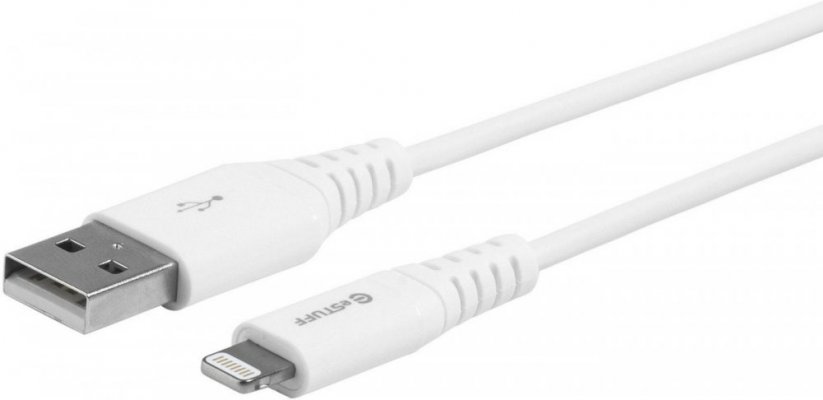 ESTUFF Prémiový datový a nabíjecí kabel USB/Lightning MFi, 0,5m, bílý