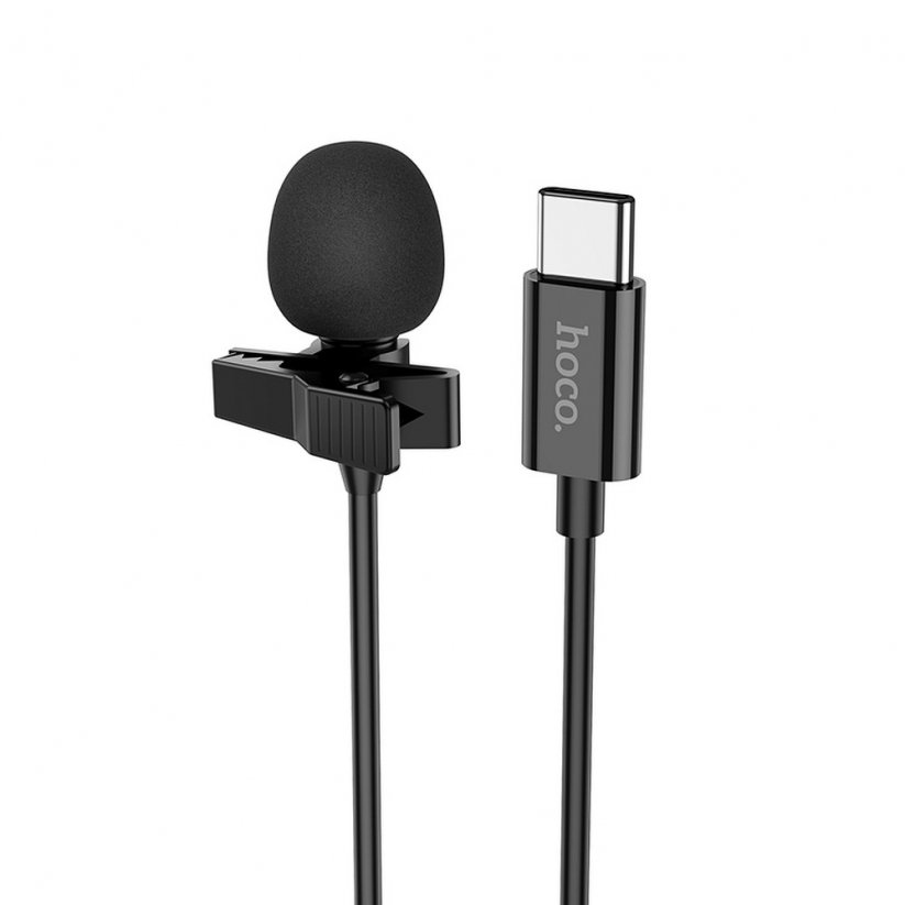 HOCO L14 Externí (kravatový) mikrofon s konektorem USB-C, kabel 2m, černý