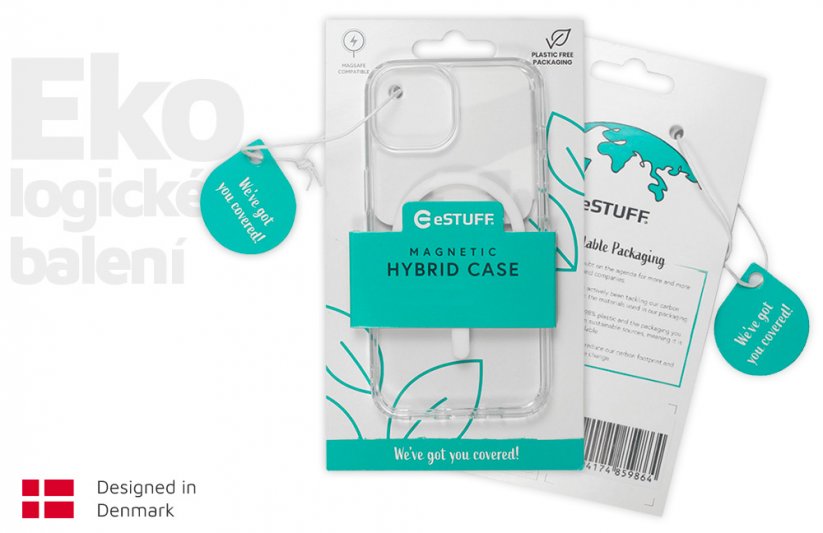 ESTUFF Magnetic Hybrid Clear Case Kryt s MagSafe pro iPhone 14, čirý