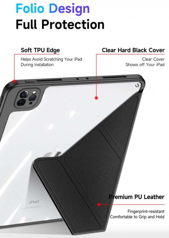 DUX DUCIS Magi Odolný obal s odnímatelným krytem pro iPad Pro 11" (2018/20/21/22) a Pencil, černý