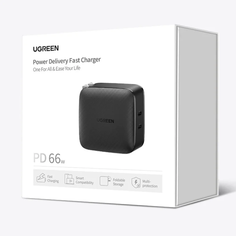 Síťová nabíječka Ugreen 2x USB Type C 66W Power Delivery 3.0 Quick Charge 4.0+ černá (CD216)