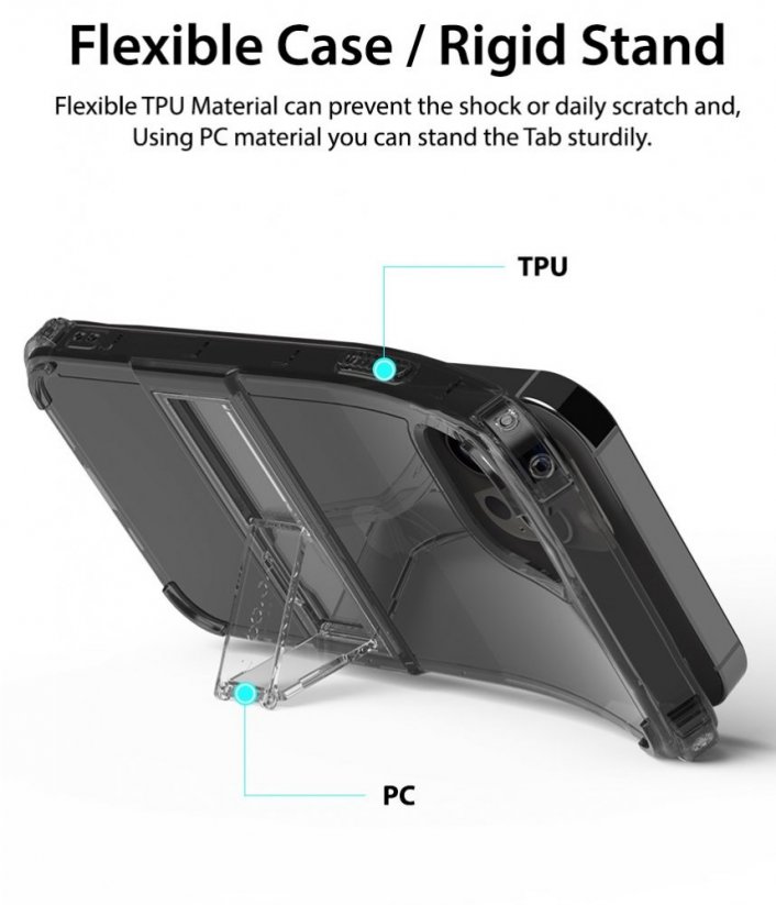 ARAREE Mach Stand Ultra odolný kryt se stojánkem pro iPhone 12 Mini, čirý