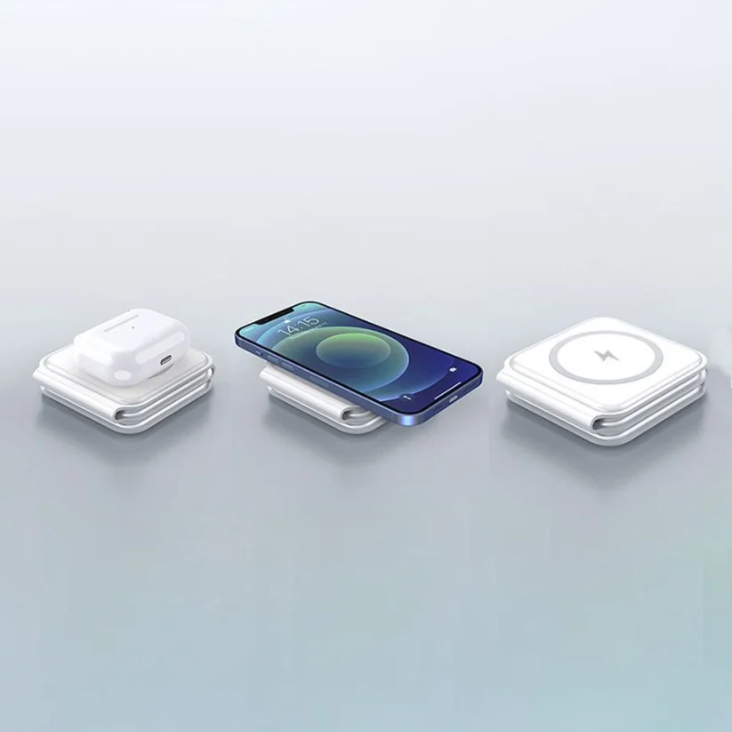 DUDAO A11N Indukční bezdrátová nabíječka 3v1 pro iPhone a AirPods, bílá