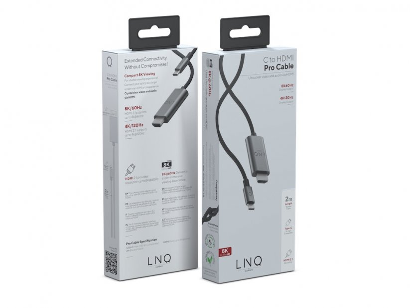 LINQ LQ48026 8K/60Hz USB-C na HDMI PRO Cable, redukční kabel, 2m, černý