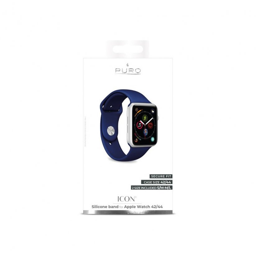 PURO Icon Silikonový řemínek pro Apple Watch 42/44/45/49mm, modrý