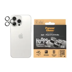 PANZERGLASS Ochranné kroužky zadní kamery HoOps pro iPhone 15 Pro/15 Pro Max, bílý titan