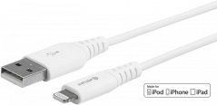ESTUFF Prémiový datový a nabíjecí kabel USB/Lightning MFi, 0,15m, bílý