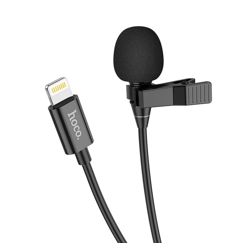 HOCO L14 Externí (kravatový) mikrofon s konektorem Lightning, kabel 2m, černý