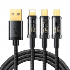 JOYROOM S-1T3015A5 Nabíjecí kabel 3v1 3,5A (Lightning, USB-C, MicroUSB), délka 1,2m, černý