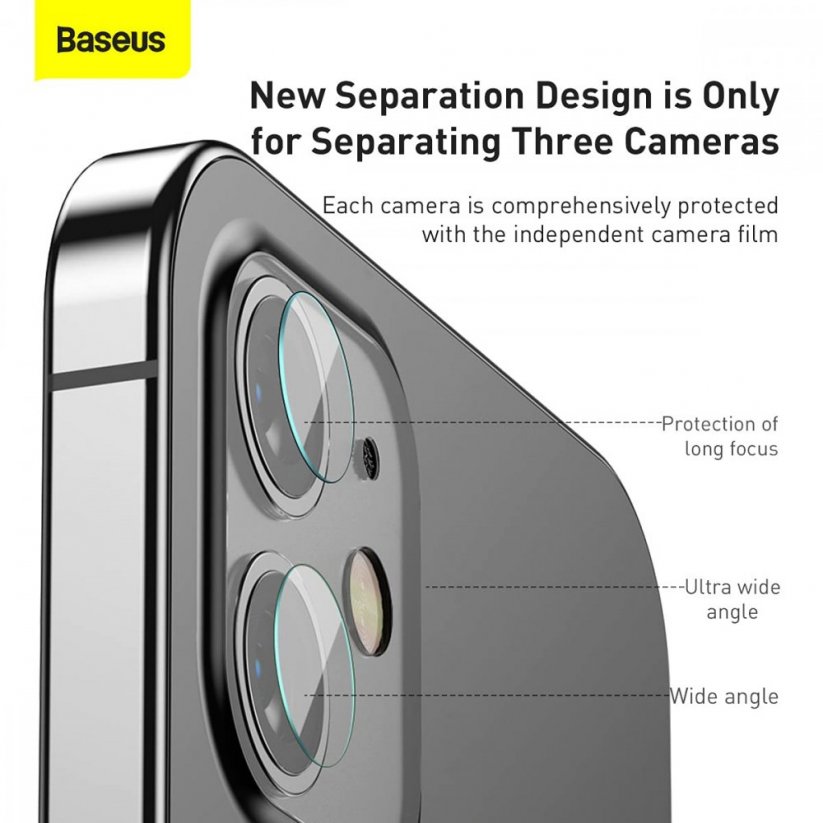 BASEUS SGAPIPH54N-JT02 Ochranné sklo pro kamery iPhone 12 Mini, 2-pack