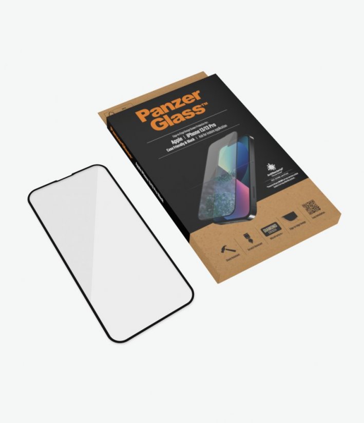 PANZERGLASS Ochranné sklo 2.5D FULL-COVER 0.4mm pro iPhone 13/13 Pro, AntiBacterial, černý rámeček