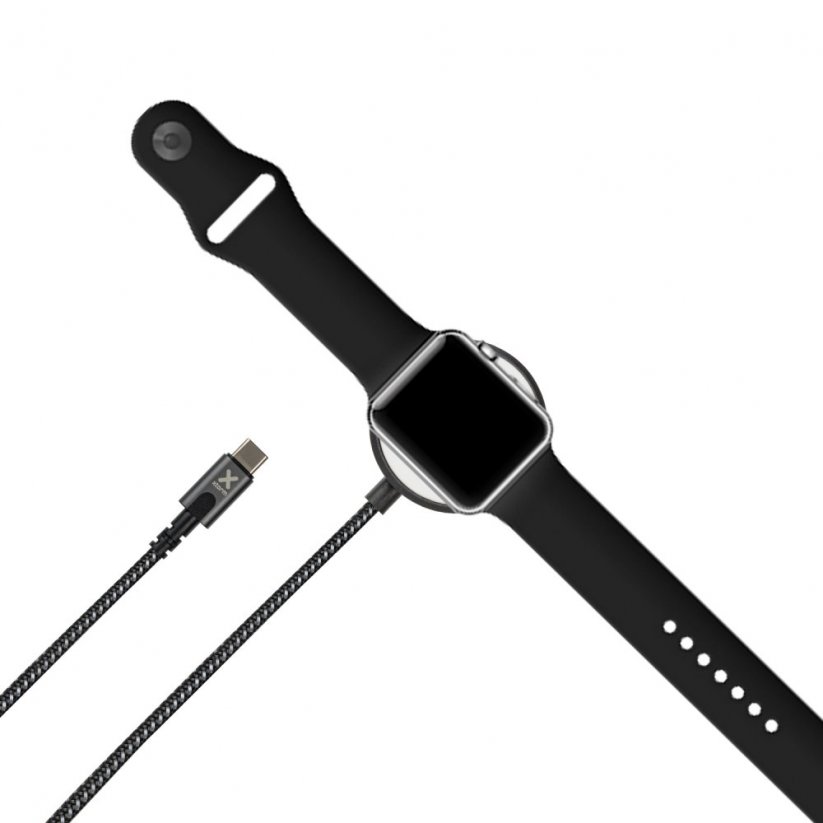 XTORM CX2121 Magnetický nabíjecí USB-C kabel (nabíječka) pro Apple Watch, 1,5m, opletený kabel, černý