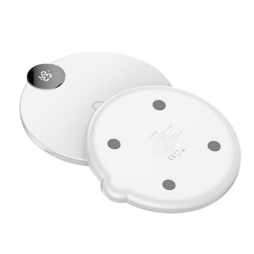 BASEUS WXSX-02 Digital LED bezdrátová nabíječka s ukazatelem nabíjecího proudu, bílá