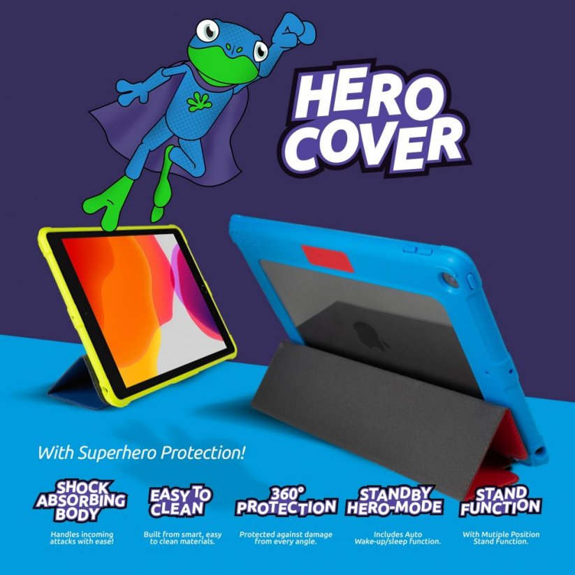 GECKO Hero Cover Dětský superodolný obal pro iPad 10,2" (7/8/9 gen.) s fólií na displej, červeno-modrý