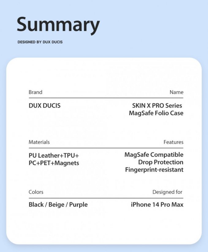 DUX DUCIS Skin X Pro Flipový MagSafe kryt pro iPhone 14 Pro Max, béžový