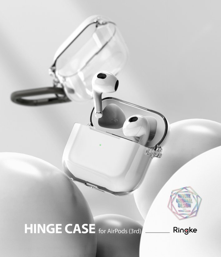 RINGKE Hinge tvrdý kryt s karabinou pro Apple AirPods 3 (2021), čirý