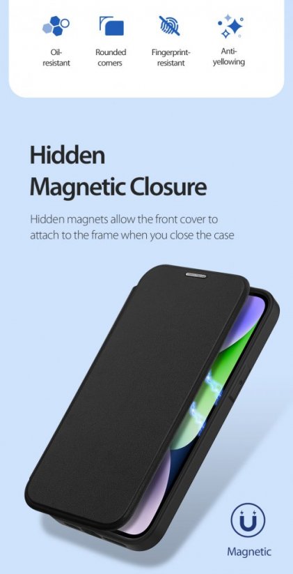 DUX DUCIS Skin X Pro Flipový MagSafe kryt pro iPhone 15 Plus, fialový