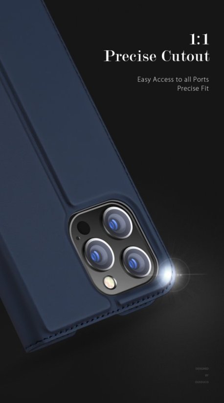 DUX DUCIS SkinPro kryt typu kniha pro iPhone 14 Pro, tmavě modrý