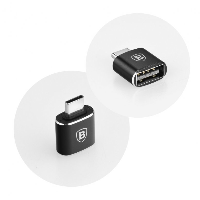 BASEUS CATOTG-01 Redukce OTG USB-C na USB-A s nabíjením až 12W, hliníková, černá