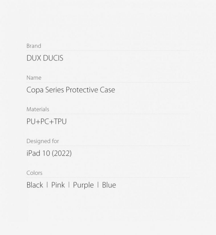 DUX DUCIS Copa Odolný hybridní obal pro iPad 10,9" (10.gen./2022), modrý