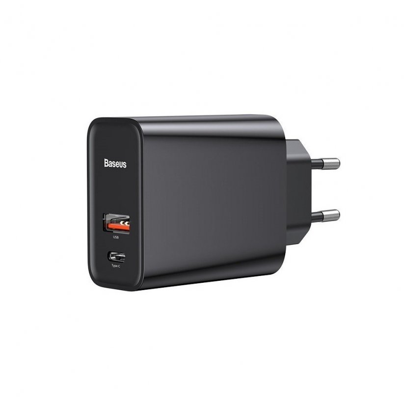 BASEUS CCFS-C01 Nabíječka USB a USB-C s výkonem 30W, PD + QC4.0, černá