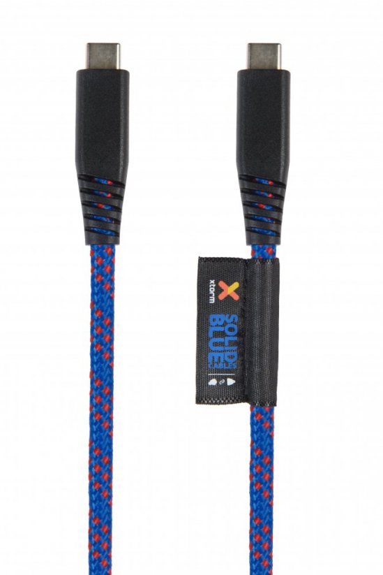 XTORM CS033 Kevlarový ultra odolný datový a nabíjecí kabel USB-C/USB-C 60W, 2m, modrý