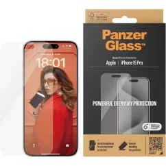 PANZERGLASS Ochranné sklo 2.5D STANDARD 0.4mm pro iPhone 15 Pro, Classic Fit, čiré