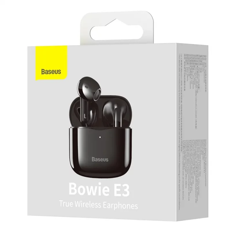 BASEUS Bowie E3 NGTW080001 Bezdrátová TWS sluchátka IP64 s nabíjecím pouzdrem, černá