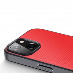 DUX DUCIS Fino Series Odolný kryt s textilními zády pro iPhone 14, červený