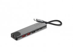 LINQ LQ48015 Pro Multiport USB-C Hub 6v1 (HDMI, 2x USB-C, 2x USB, RJ45), PD až 100W, Space Grey