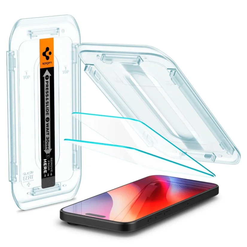 SPIGEN EZ Fit Ochranné sklo 2.5D FULL-COVER 0.3mm pro iPhone 16 Pro Max, montážní rámeček, 2ks