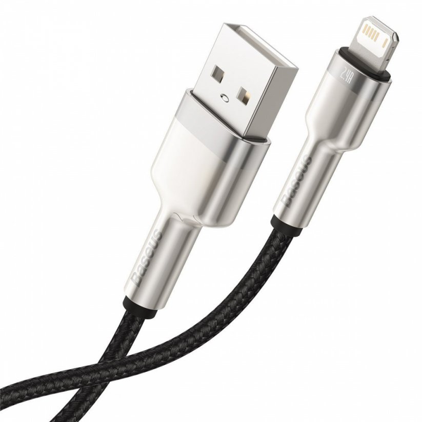 BASEUS CALJK-B01 Cafule Opletený kabel USB/Lightning 12W, 2m, černý