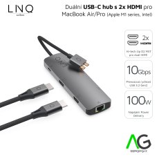 LINQ LQ48011 D2 MST Dual HDMI USB-C hub 7v2 pro Apple M1 (2x HDMI, 2x USB-C, 2x USB, RJ45), Space Grey