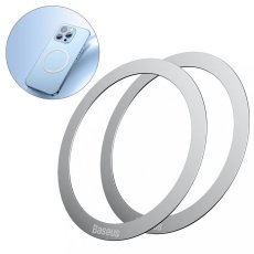 BASEUS PCCH000012 Halo Magnetický univerzální kroužek pro MagSafe, 2ks, stříbrný