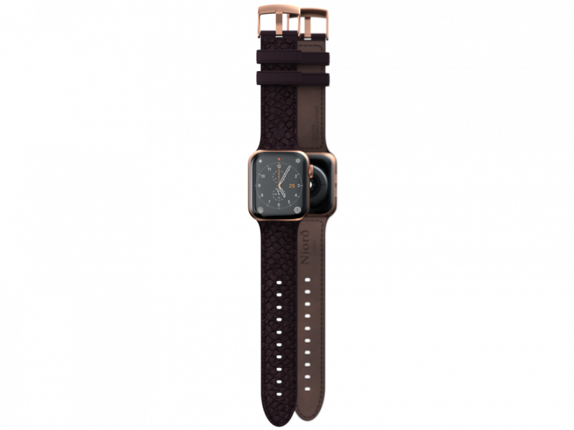 NJORD Eldur Řemínek z lososí kůže pro Apple Watch 42/44/45/49mm, lilkově červený