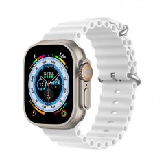 DUX DUCIS Strap OceanWave Silikonový řemínek pro Apple Watch 42/44/45, bílý