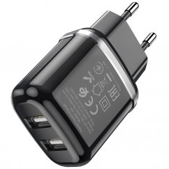 HOCO N4 Aspiring Duální cestovní nabíječka 2x USB 2,4A/12W, černá