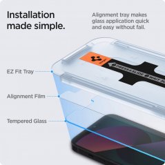 SPIGEN EZ FIT Ochranné sklo 2.5D STANDARD 0.3mm pro iPhone 13 Pro Max/14 Plus, montážní rámeček, 2ks