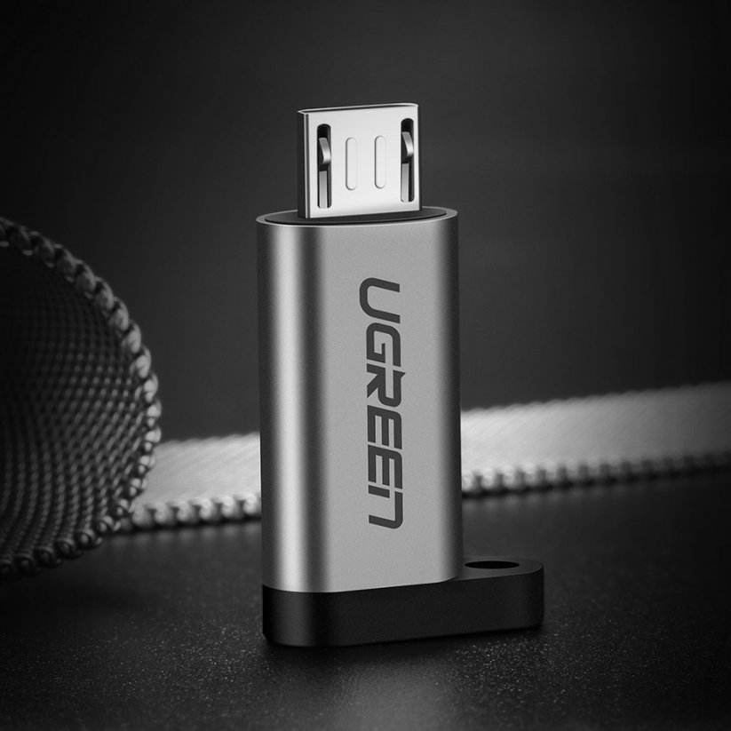 UGREEN 50590 Adaptér (redukce) Micro USB/USB-C s podporou datového přenosu, šedá
