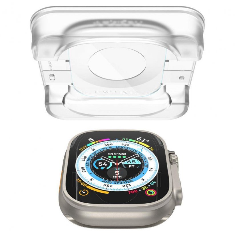 SPIGEN GLAS.tR EZ Fit Ochranné sklo 2.5D FULL-COVER 0.2mm pro Apple Watch Ultra 49mm, montážní rámeček, 2 ks