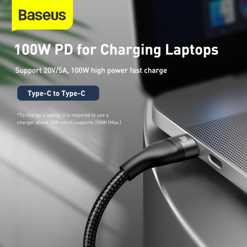 BASEUS CA2T3-G1 Datový a nabíjecí opletený kabel 3v1 (USB-C/Lightning/MicroUSB) 100W, 1,2m, černý