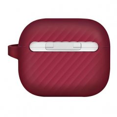 UNIQ Vencer silikonový kryt s držákem sluchátek pro AirPods 3 (2021), tmavě červený