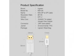 UGREEN MD105 Redukční kabel Mini DisplayPort na DisplayPort, délka 1,5m, černý
