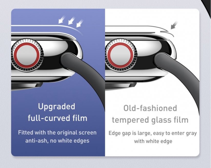 BASEUS SGAPWA4-H01 Ochranné sklo 3D FULL-COVER 0.20mm pro Apple Watch 44mm
