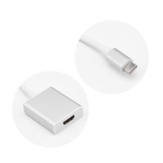 AG PREMIUM C-HDMI-T Redukce (adaptér) HDMI na USB-C 3.1, délka 17cm, bílo-stříbrná