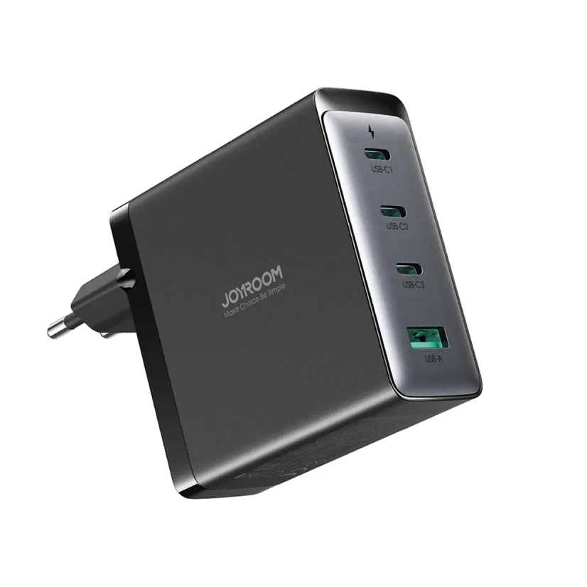 GaN 140W 3 x USB-C / USB-A Joyroom rychlonabíječka JR-TCG05EU - černá + USB-C - USB-C 240W 1,2m kabel